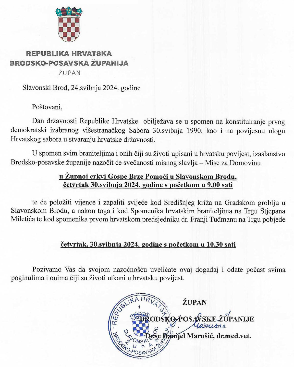 Poziv Dan drzavnosti 2024